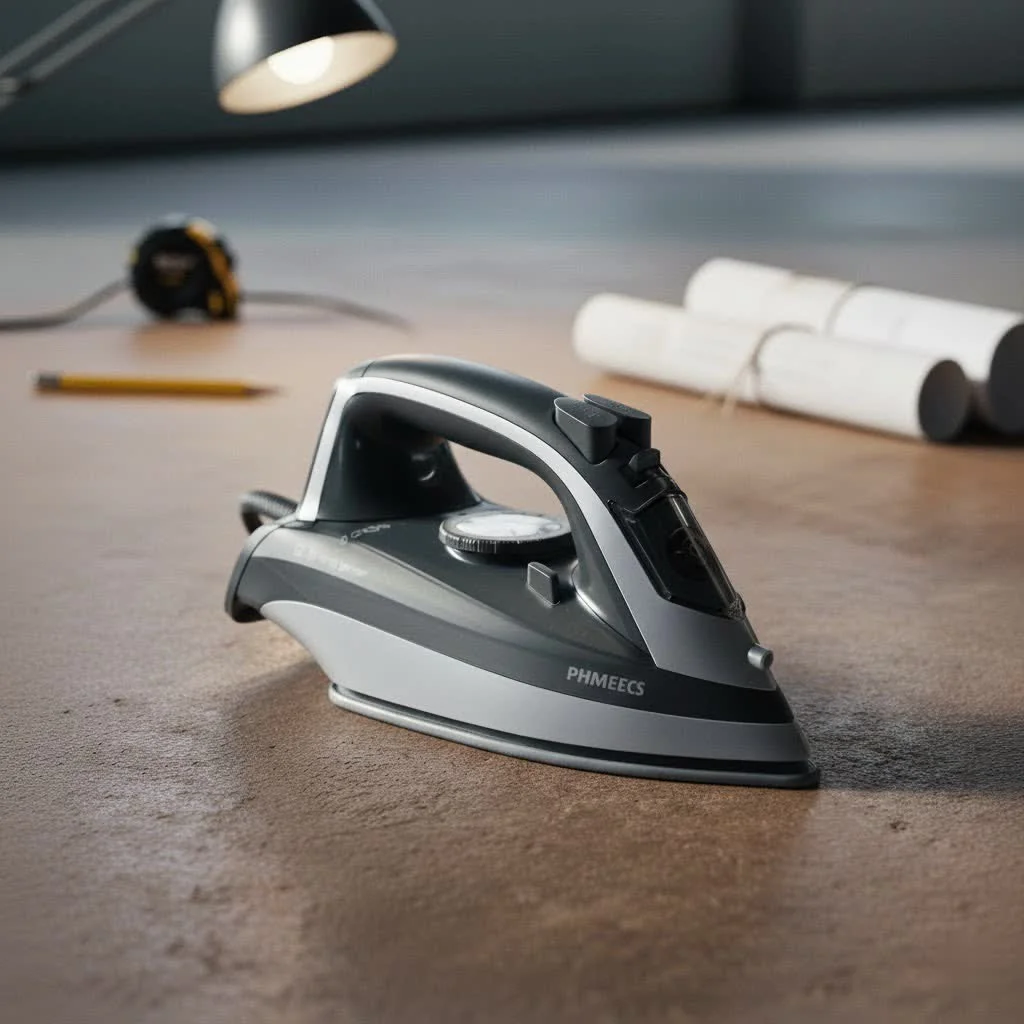 Person ironing a white shirt with a steam iron